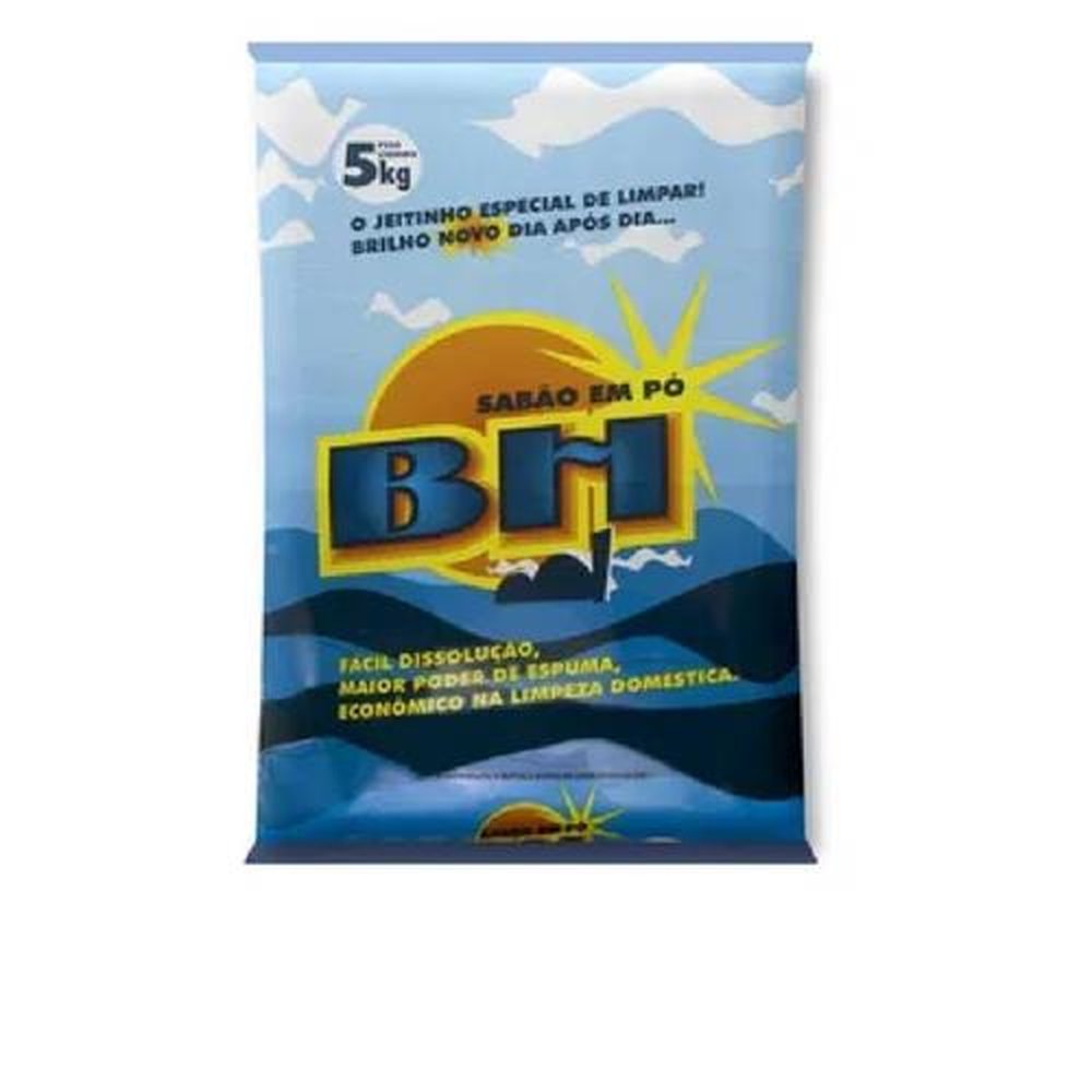 Sabão Em Pó Embalagem 5Kg Bh Azul.