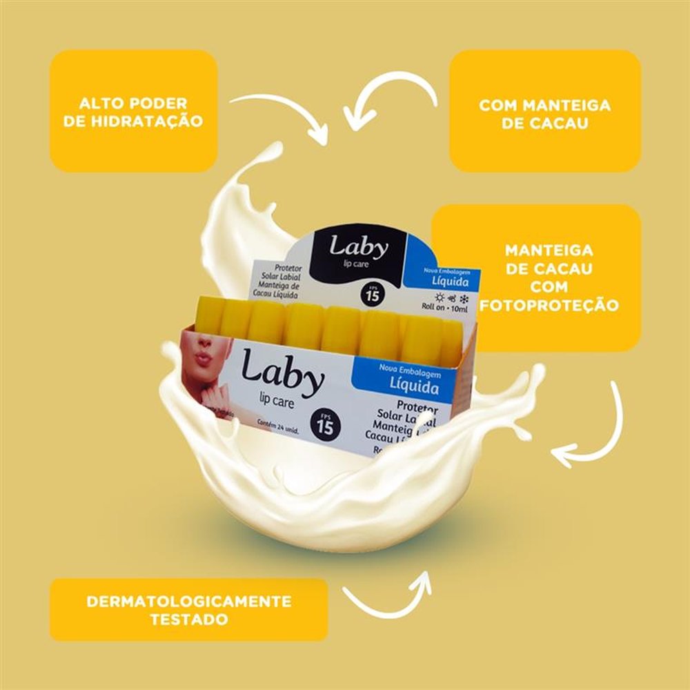 Display com 24 unidades Manteiga de Cacau Líquida FPS Laby 10ML
