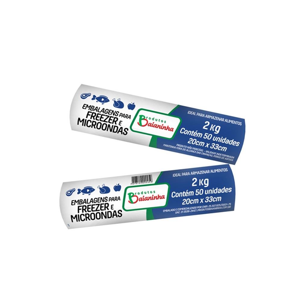 Saco Alimento/Freezer 24X50un Baianinha Capacidade 2Kg
