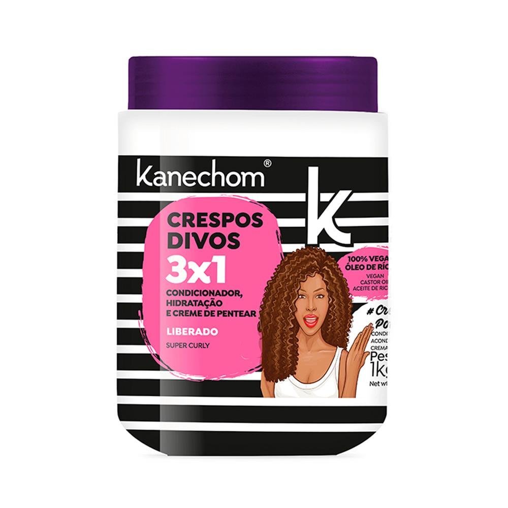 Creme De Cabelo Hidratante Kanechom Crespos Divos 3X1 1Kg - Embalagem 6X1 Kg