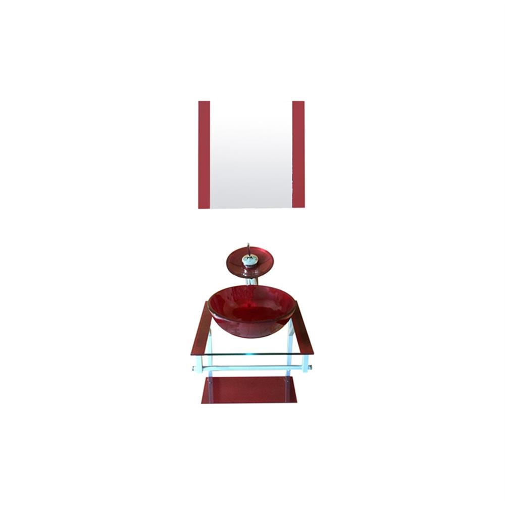 Gabinete Banheiro C/Espelho Vidro Vermelho Vmex
