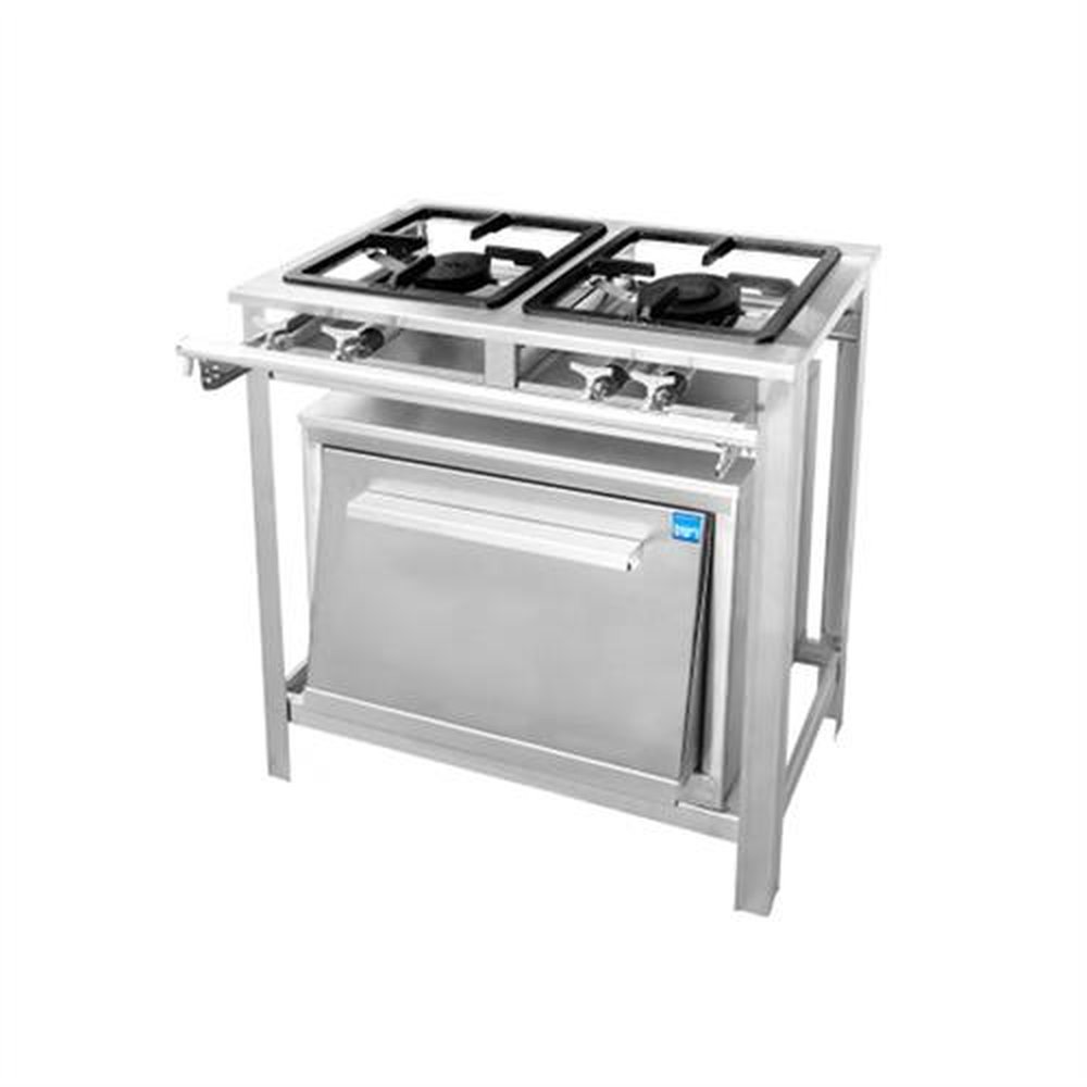 Fogão Industrial 2 Bocas Baixa Pressão C/Forno Inox