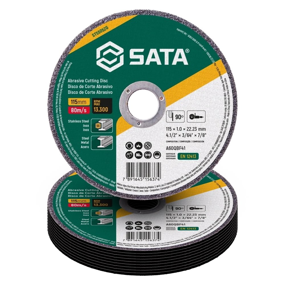 10 Discos de Corte Sata Metal/Inox 4.1/2P 115X1,0mm