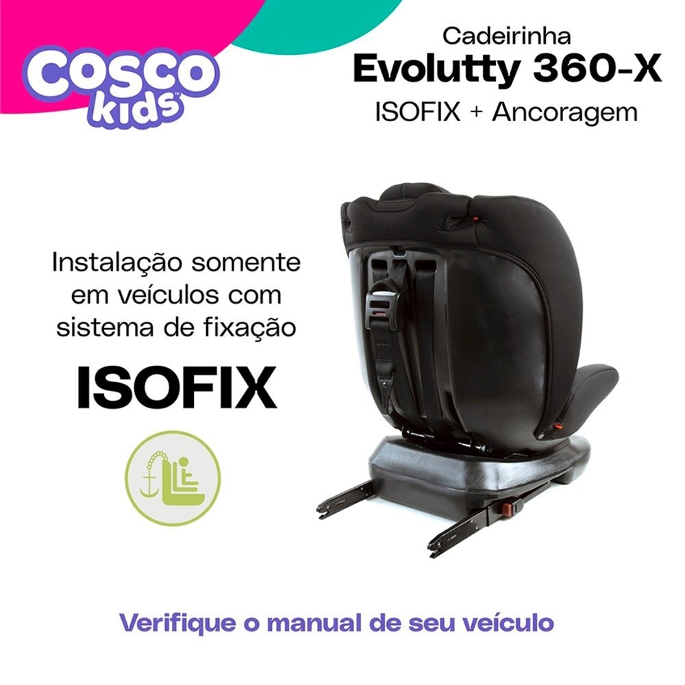Cadeira Cosco Evolutty | com Giro 360 0 a 36Kg Cinza Mescla