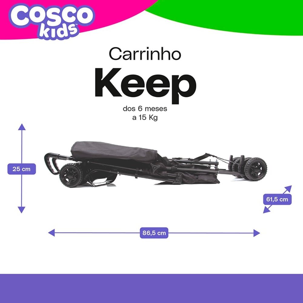 Carrinho Bebê Cosco Kids Keep Preto