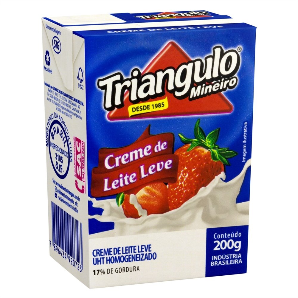CREME DE LEITE TRIANGULO LEVE 17  GORDURA UHT 27X200G