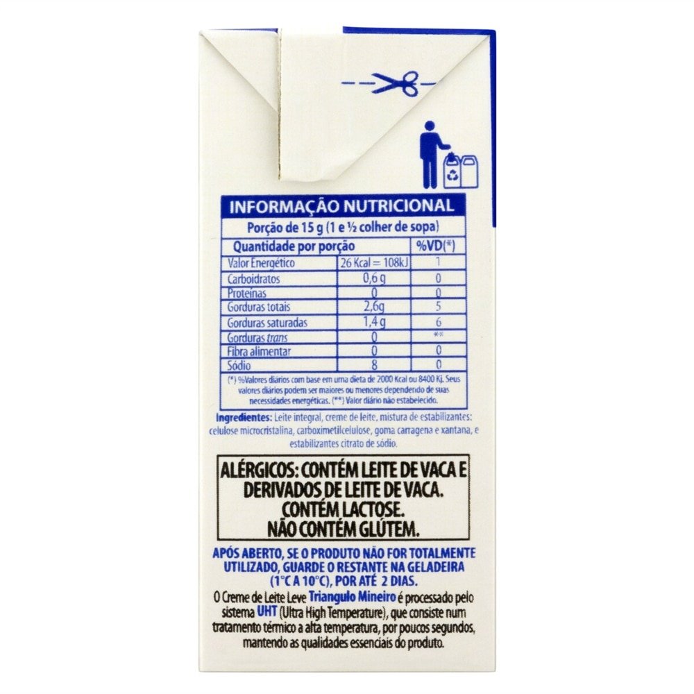 CREME DE LEITE TRIANGULO LEVE 17  GORDURA UHT 27X200G