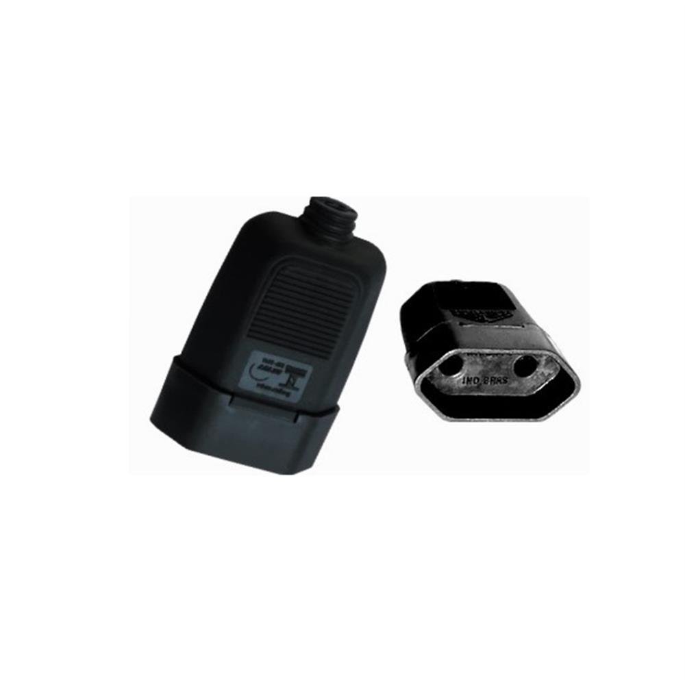 Pino Fêmea 2P 10A Preto Plastimar C60