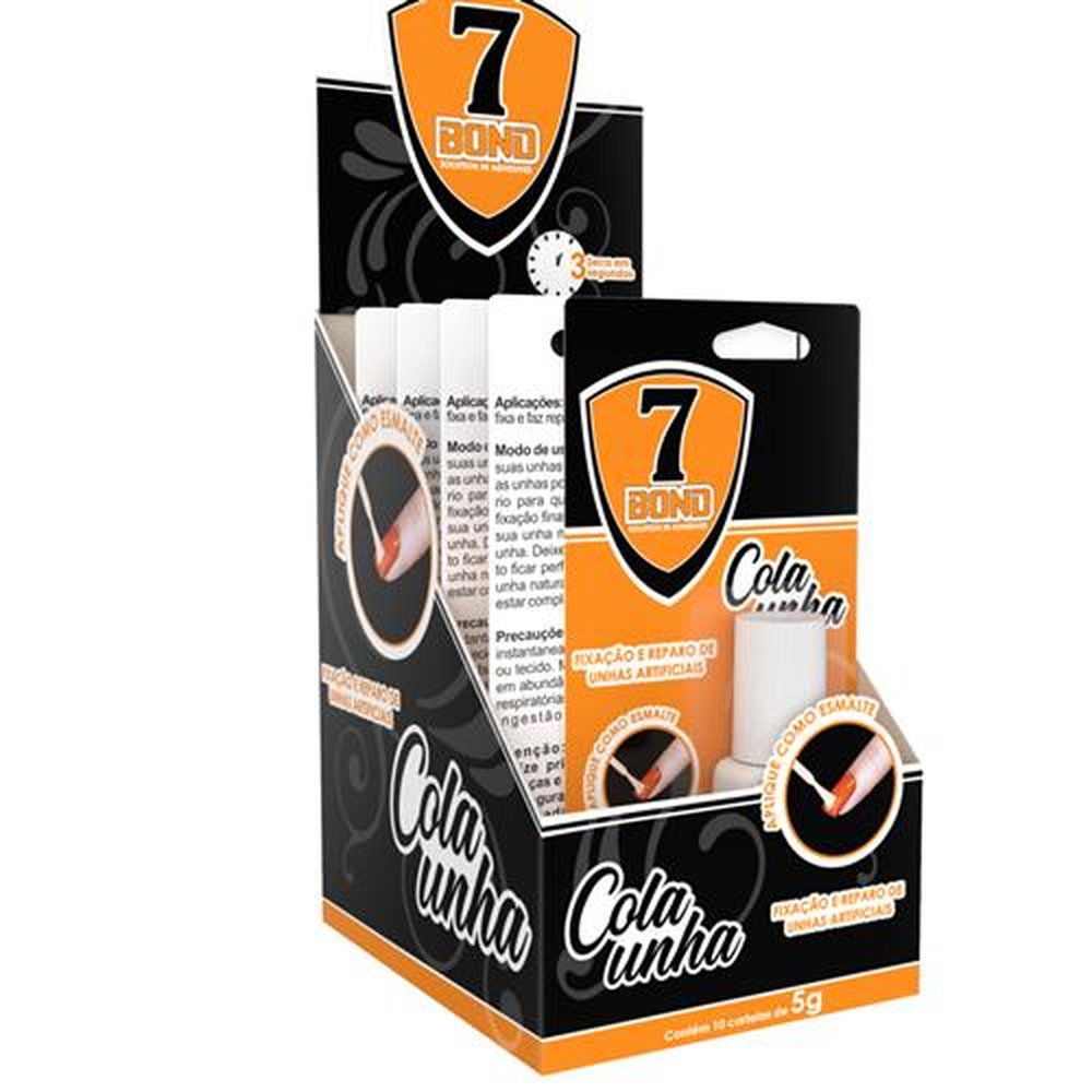 Cola Unha 7 BOND Caixa Display Com 10 Cartelas De 5g
