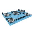 Fogao Cooktop Premium Trempre Chapa Gas Chamalar 5 Bocas Tripla Chama 127/220v Marmorizado Azul