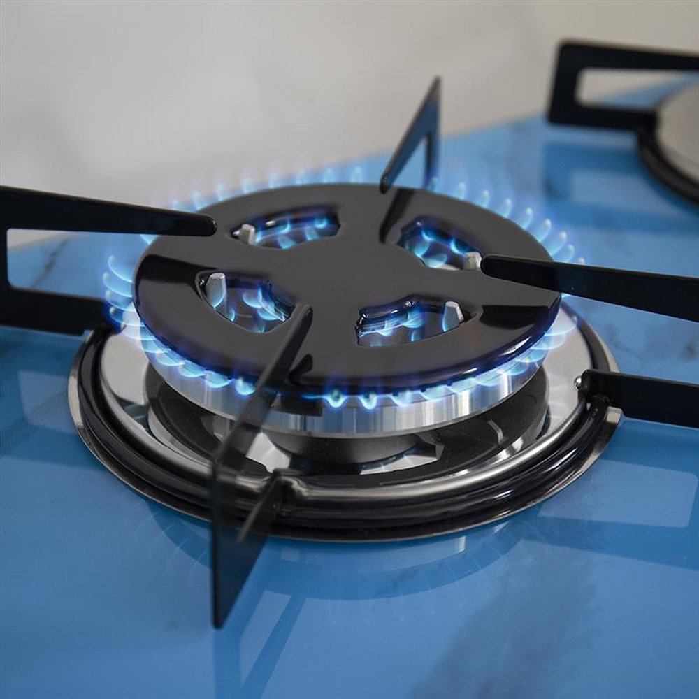Fogao Cooktop Premium Trempre Chapa Gas Chamalar 5 Bocas Tripla Chama 127/220v Marmorizado Azul