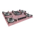 Fogao Cooktop Premium Trempre Chapa Gas Chamalar 5 Bocas Tripla Chama 127/220v Marmorizado Rosa