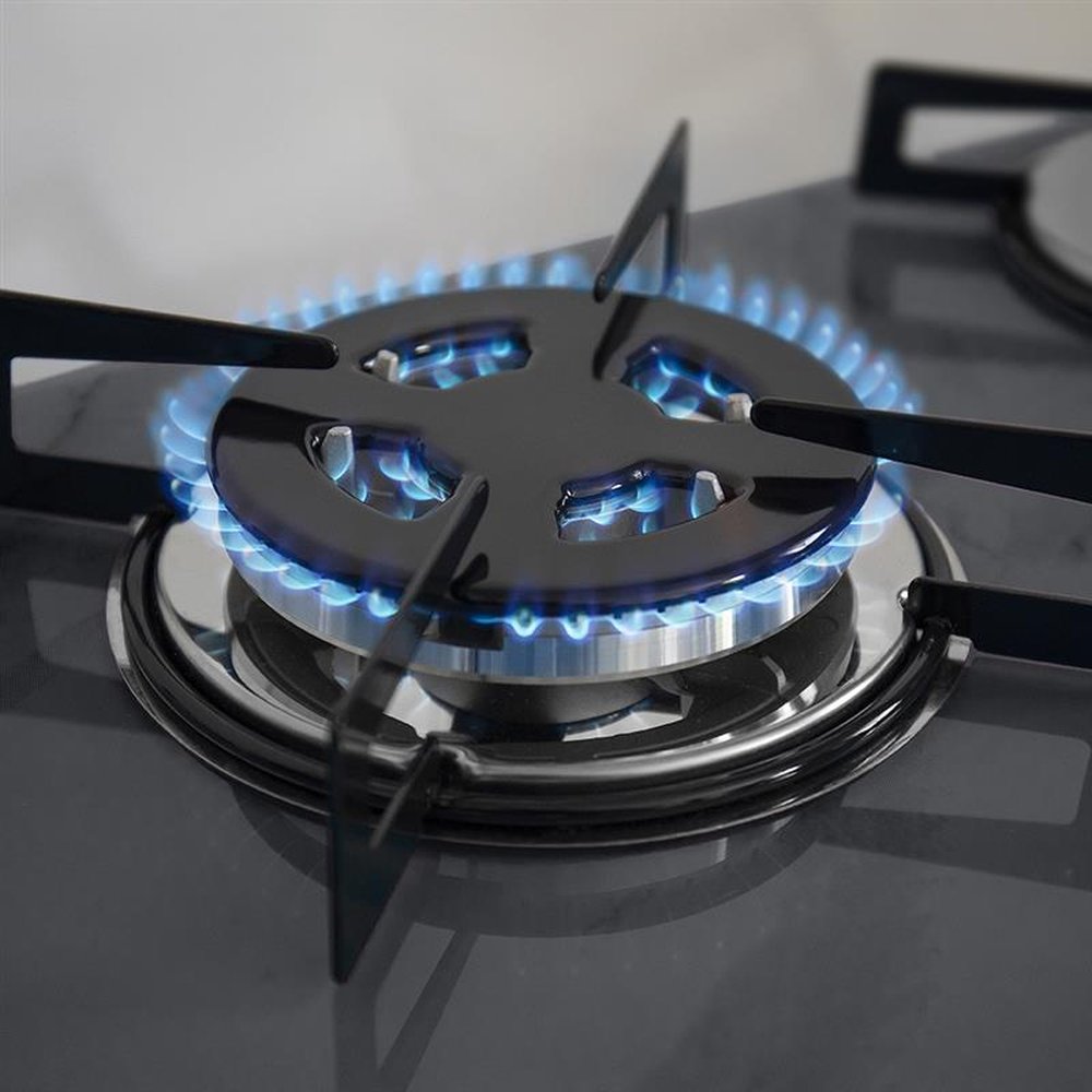 Fogao Cooktop Premium Trempre Chapa Gas Chamalar 5 Bocas Tripla Chama 127/220v Marmorizado Cinza