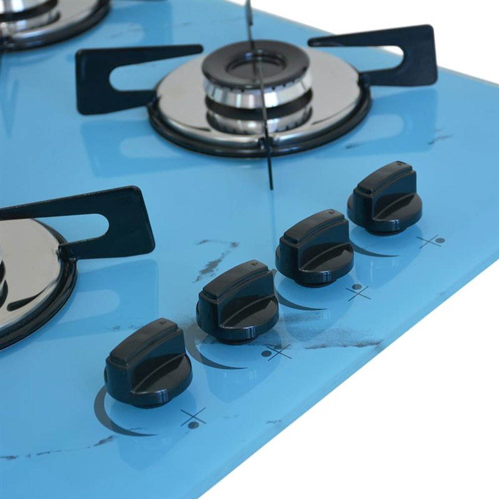 Fogao Cooktop Premium Trempre Chapa Gas Chamalar 4 Bocas Ultra Chama 127/220v Marmorizado Azul