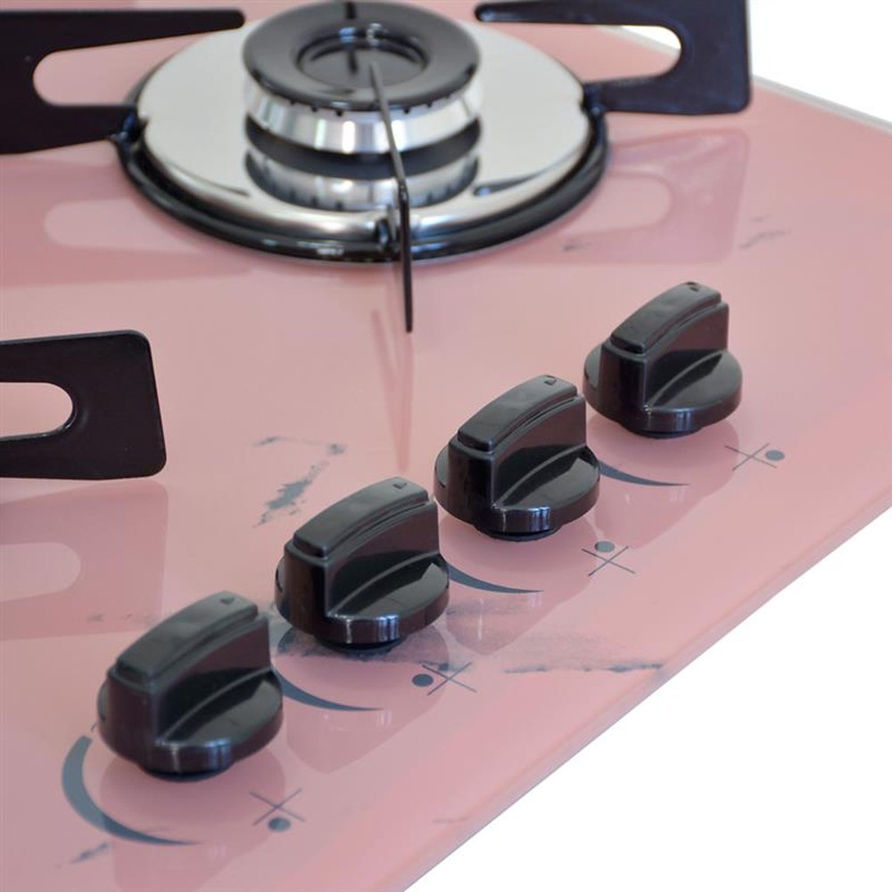 Fogao Cooktop Premium Trempre Chapa Gas Chamalar 4 Bocas Ultra Chama 127/220v Marmorizado Rosa