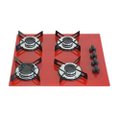 Fogao Cooktop Premium Trempre Chapa Gas Chamalar 4 Bocas Ultra Chama 127/220v Marmorizado Vermelho