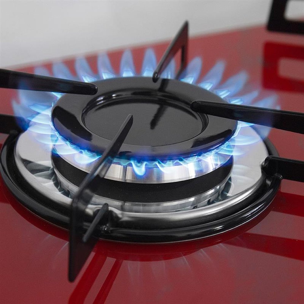 Fogao Cooktop Premium Trempre Chapa Gas Chamalar 5 Bocas Ultra Chama 127/220v Marmorizado Vermelho