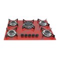 Fogao Cooktop Premium Trempre Chapa Gas Chamalar 5 Bocas Tripla Chama 127/220v Marmorizado Vermelho