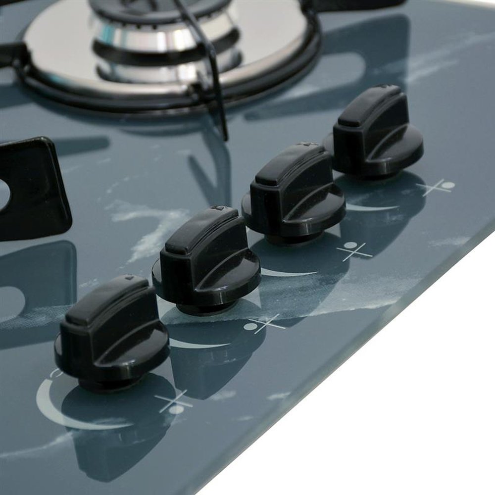 Fogao Cooktop Premium Trempre Chapa Gas Chamalar 4 Bocas Ultra Chama 127/220v Marmorizado Cinza
