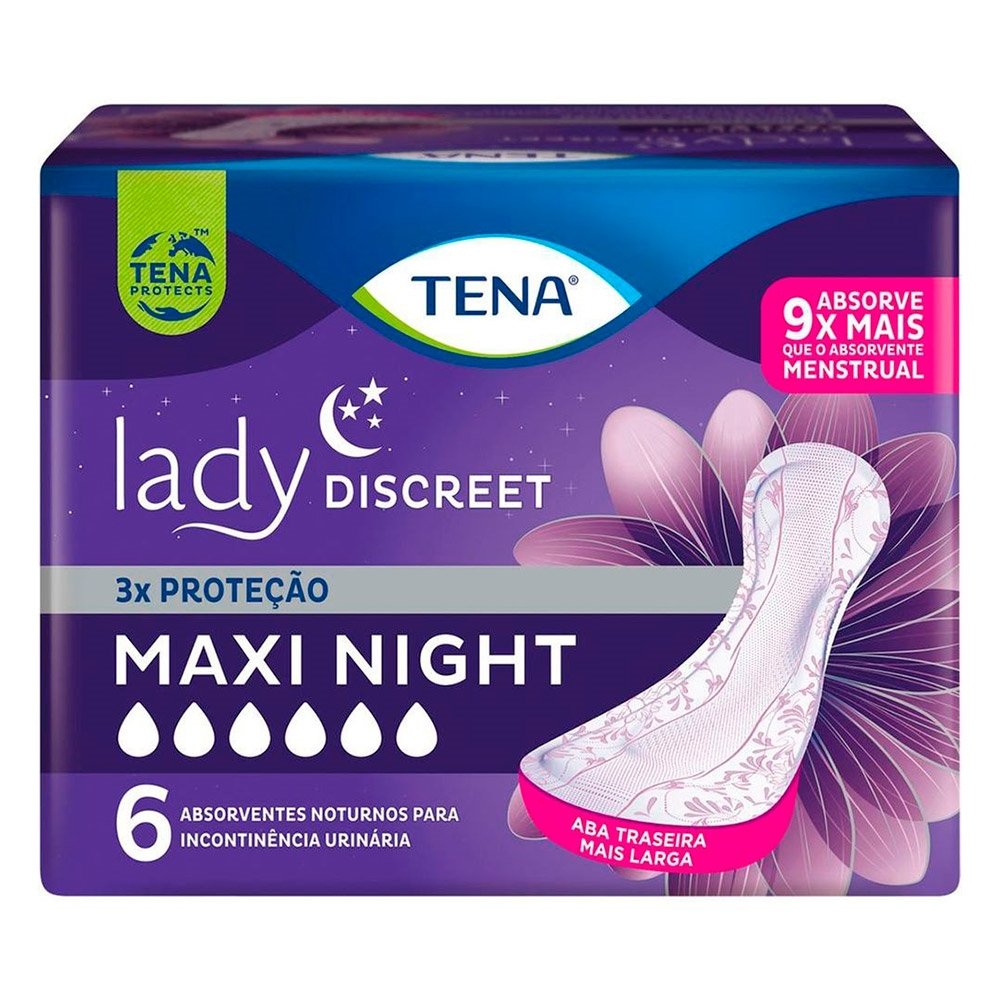 Absorvente para Incontinência Urinária Tena Lady Discreet Maxi Night - Embalagem com 6 Unidades