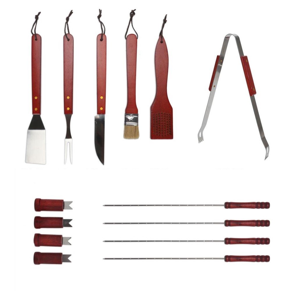 Kit Churrasco Maleta com 18 peças em Madeira - FlexInter