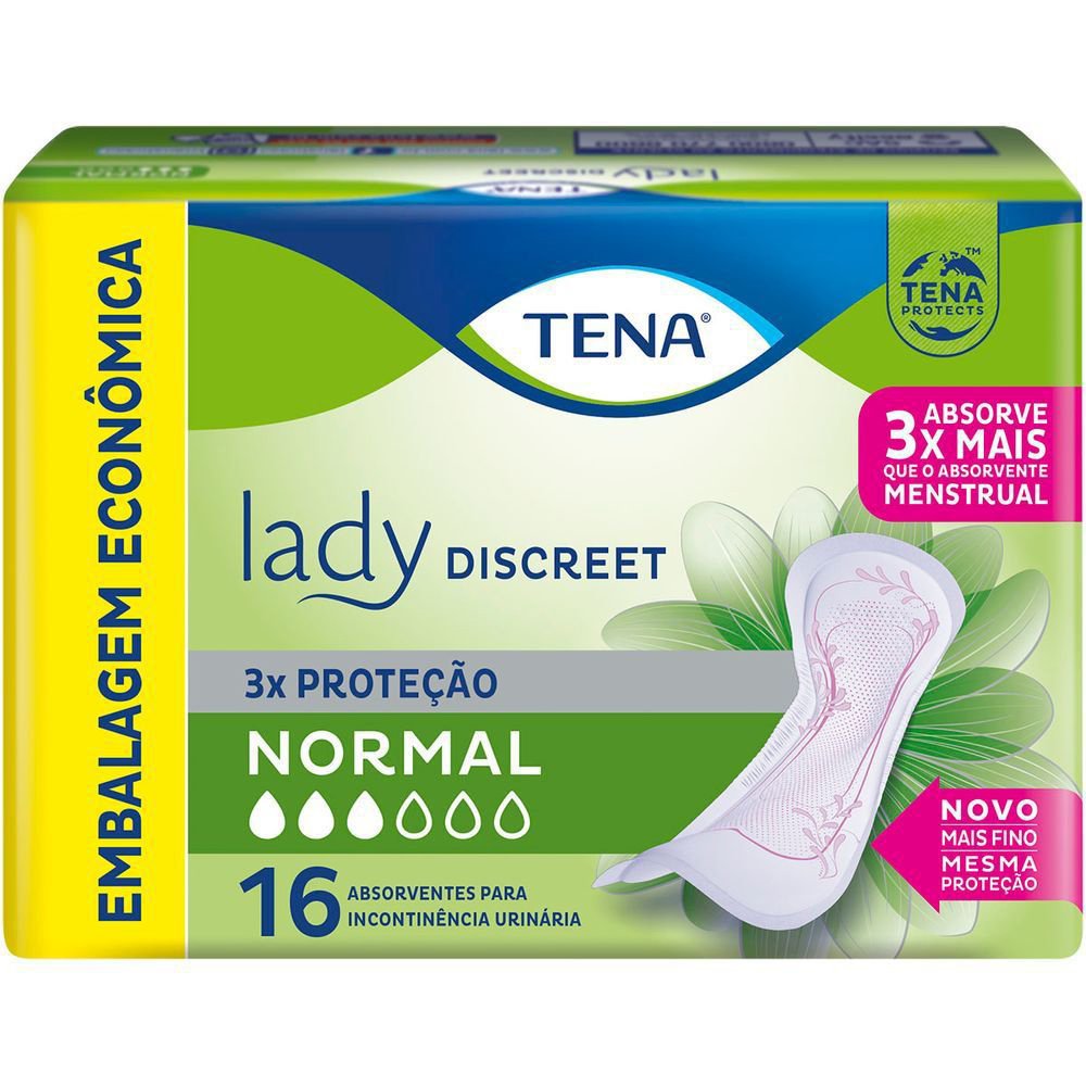 Absorvente Para Incontinencia Urinaria Tena Lady Discreet Normal C/16 Unidades