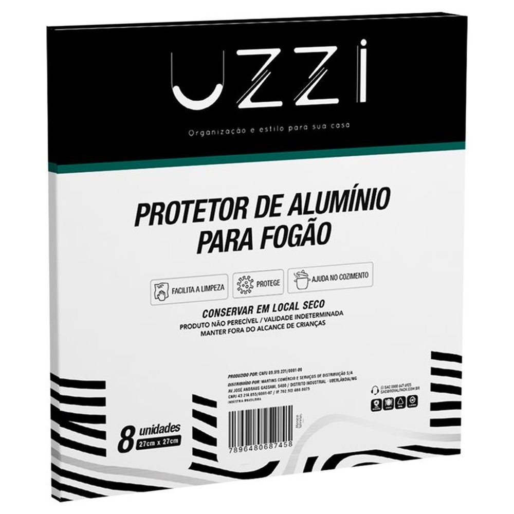 Protetor de Alumínio Uzzi para Fogão 27x27cm - Embalagem com 8 Unidades