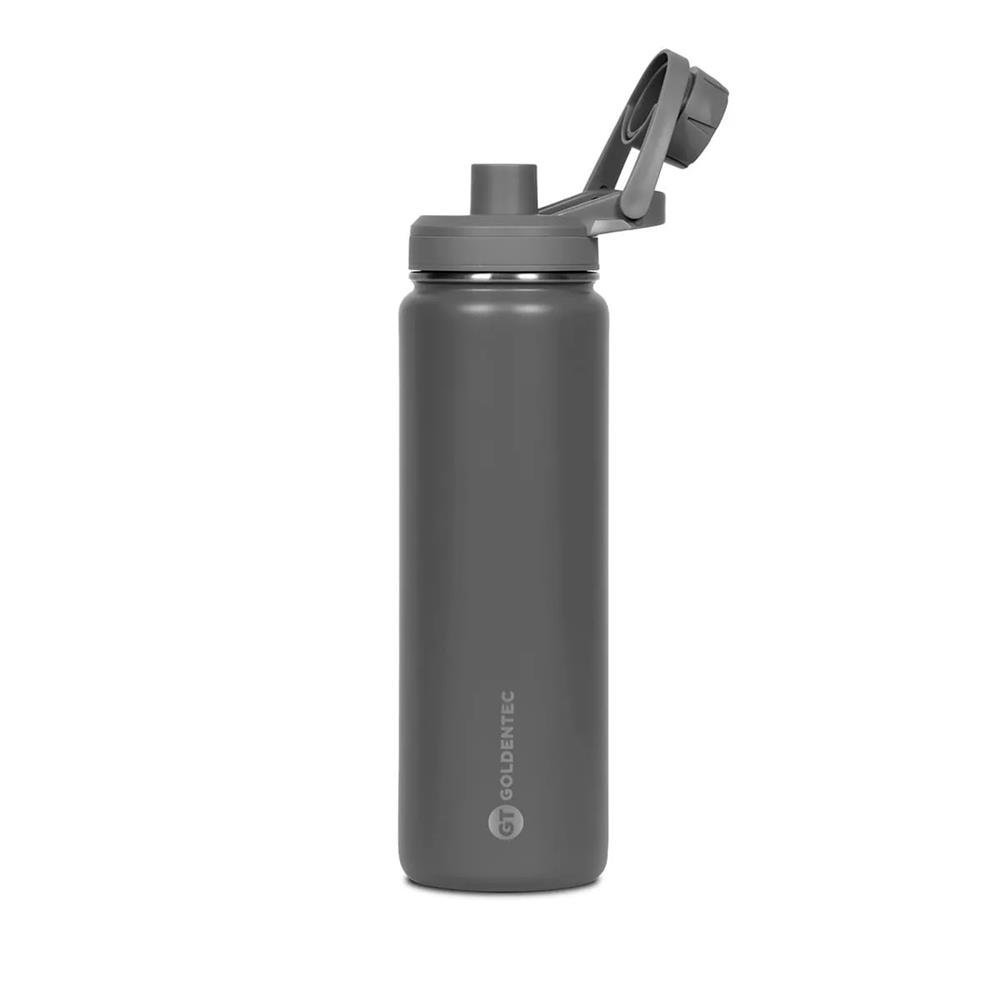 Garrafa Térmica Inox Goldentec 750 ml Para Bebidas Quentes ou Frias com Tampa com Bico e Base Emborrachada - Cinza