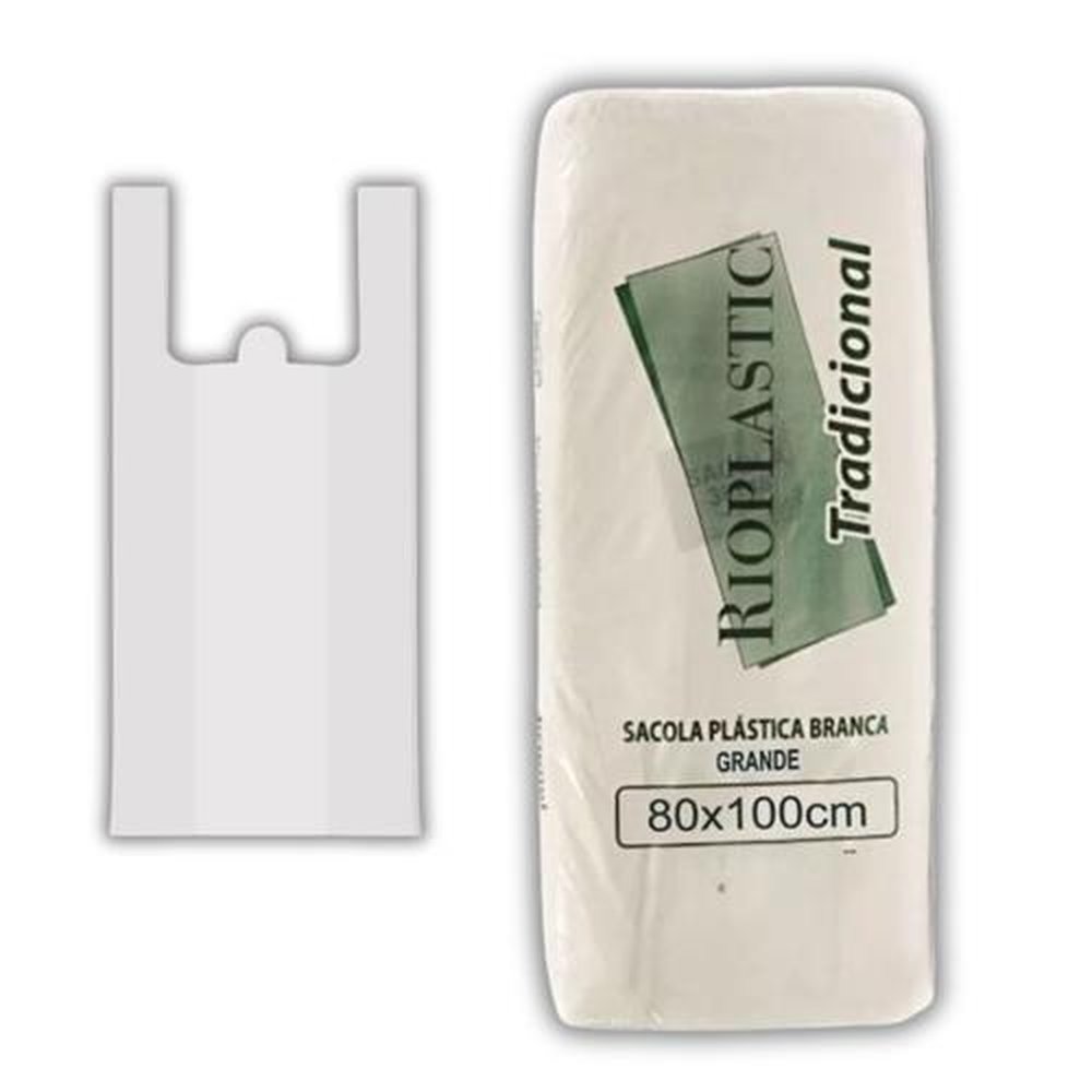 Sacola Plastica Branca 80X100 Fardo Com 250Unidades Rioplastic