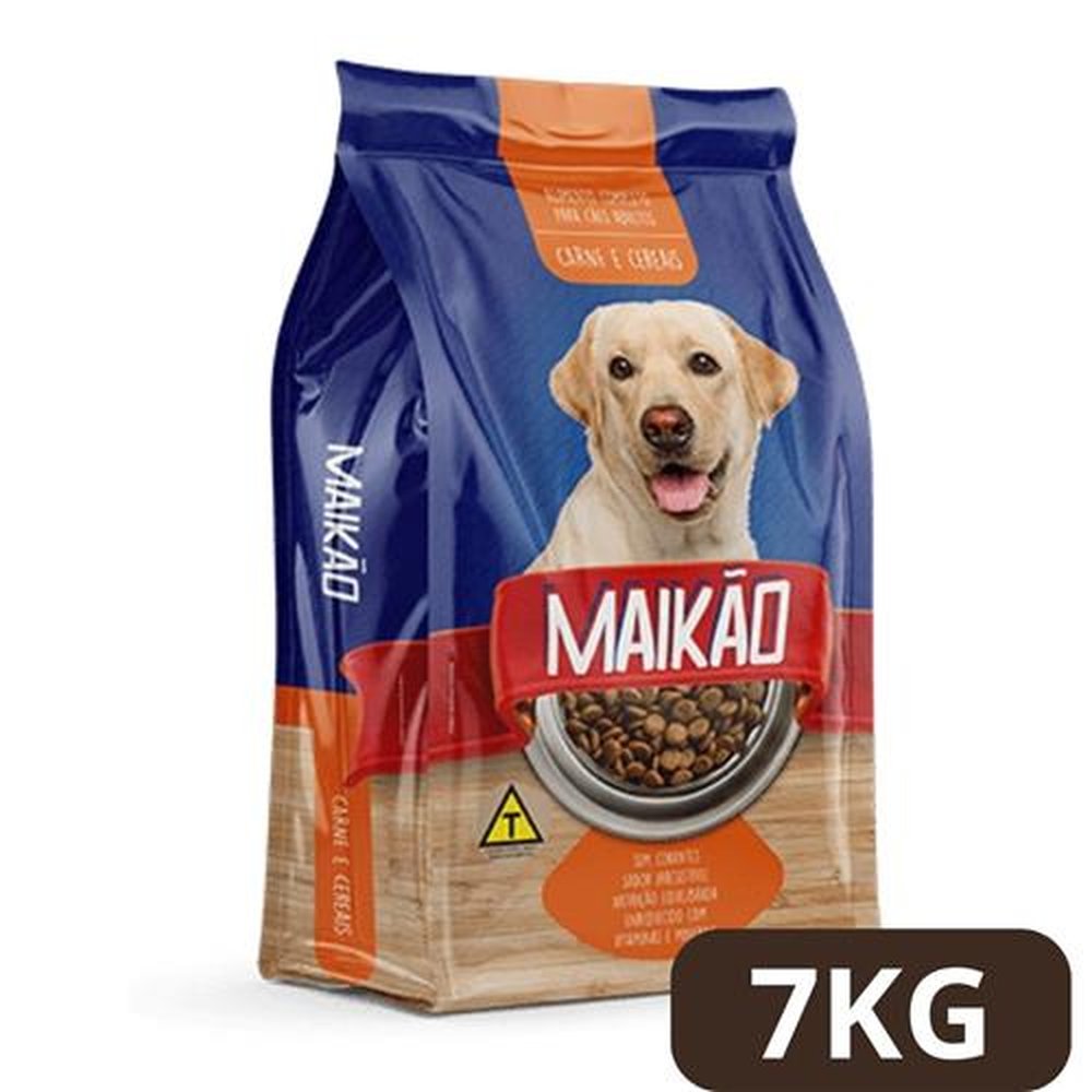 Racao Maikao Carne E Cereais Adulto 7Kg