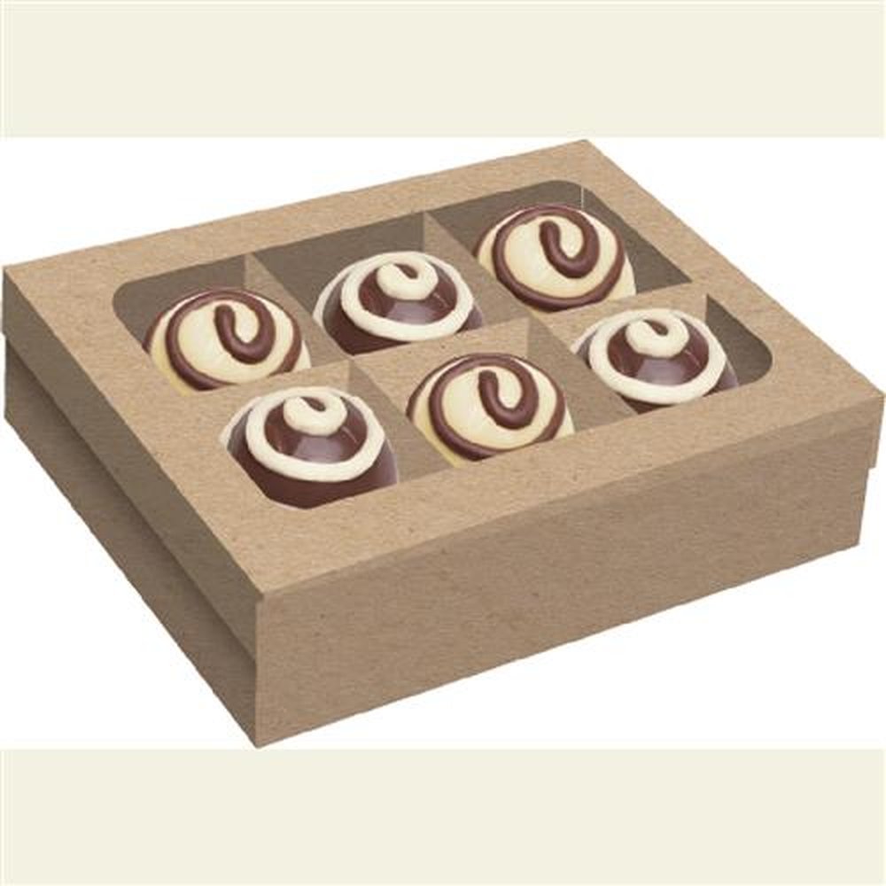 Caixa 6 Bombons Kraft Liso - Embalagem com 6 unidades.