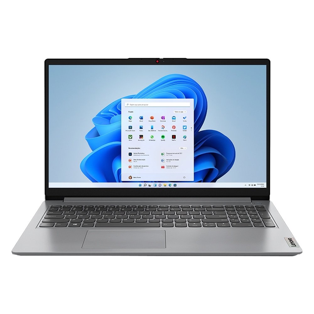 Notebook Lenovo IdeaPad 1i 82VY000TBR - Tela de 15.6", Intel Core i3-1215U, 256GB SSD, 4GB RAM, Windows 11, Cinza