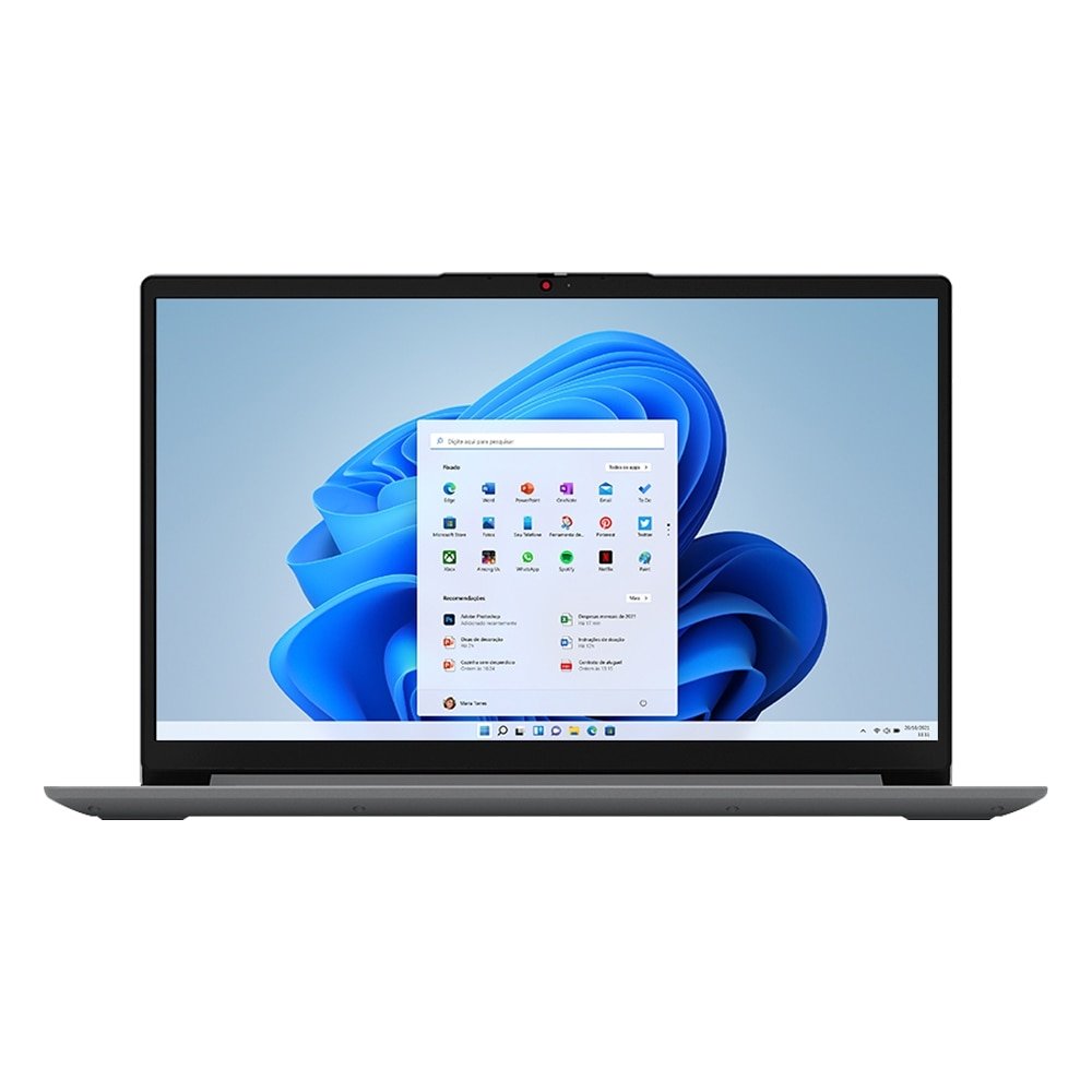 Notebook Lenovo IdeaPad 1i 82VY000TBR - Tela de 15.6", Intel Core i3-1215U, 256GB SSD, 4GB RAM, Windows 11, Cinza