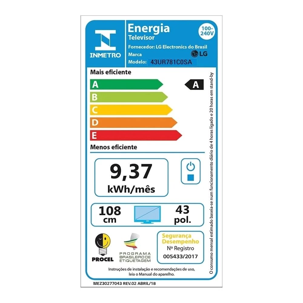 Smart TV LED 43" LG 43UR781C0SA 4K UHD - Wi-Fi, 2 USB, 3 HDMI, Inteligência Artificial, 60Hz