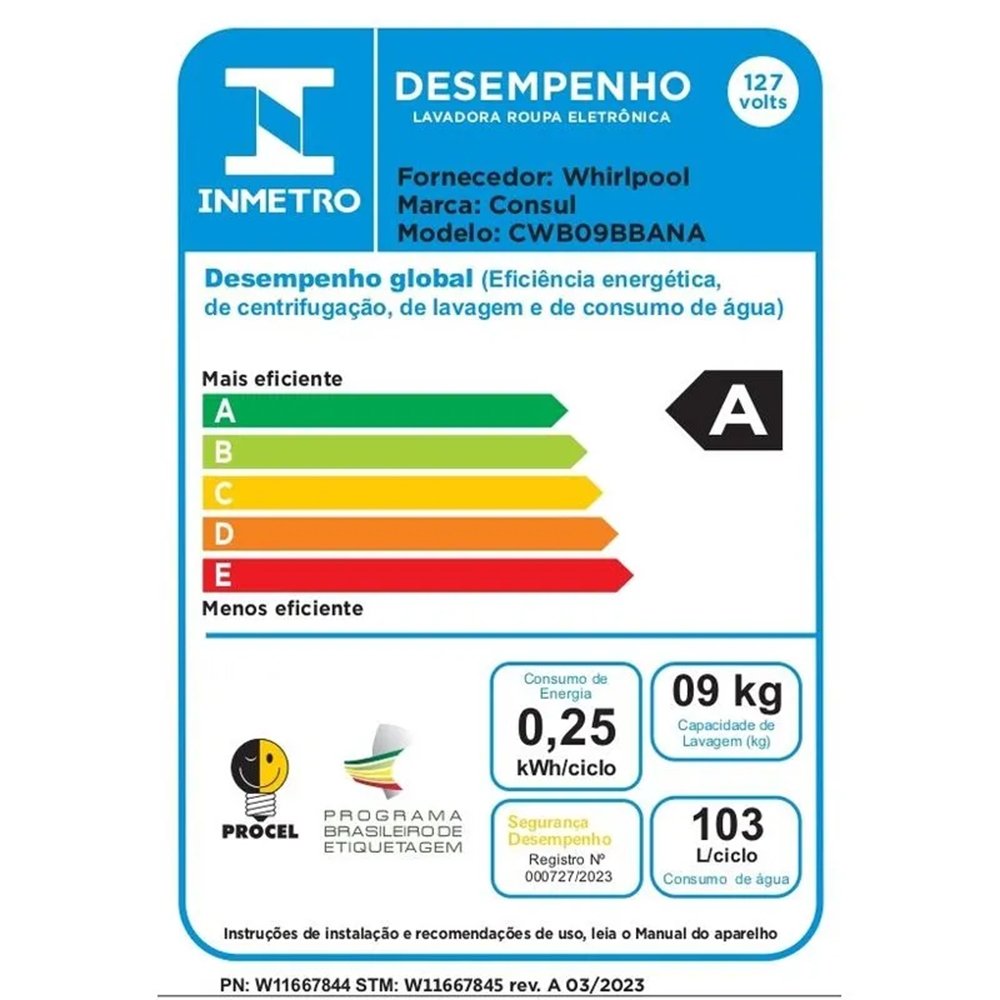 Máquina de Lavar Roupas 9Kg Consul CWB09BBANA - Ciclo Edredom, Dual Dispenser, Dosagem Extra Econômica, Branco, 110V
