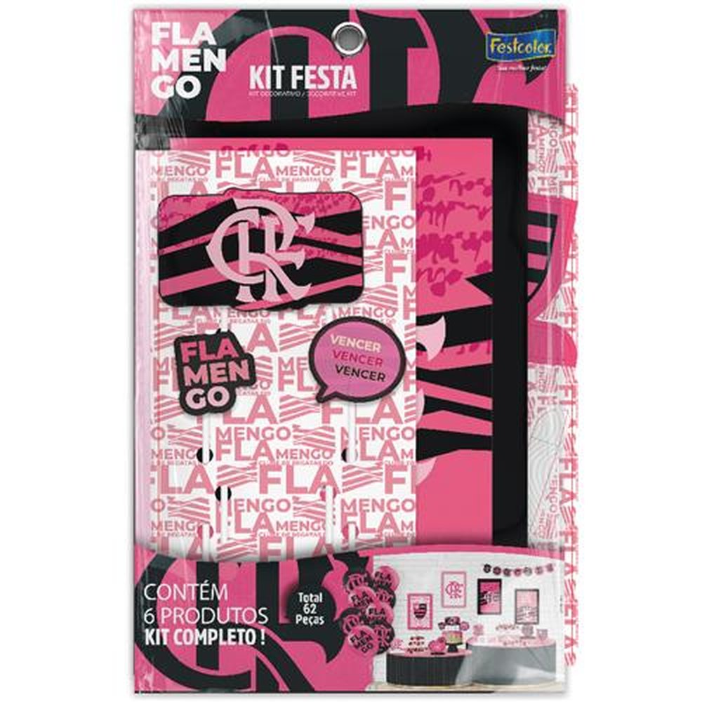 Kit Festa Flamengo Rosa - Embalagem com 1 unidade.