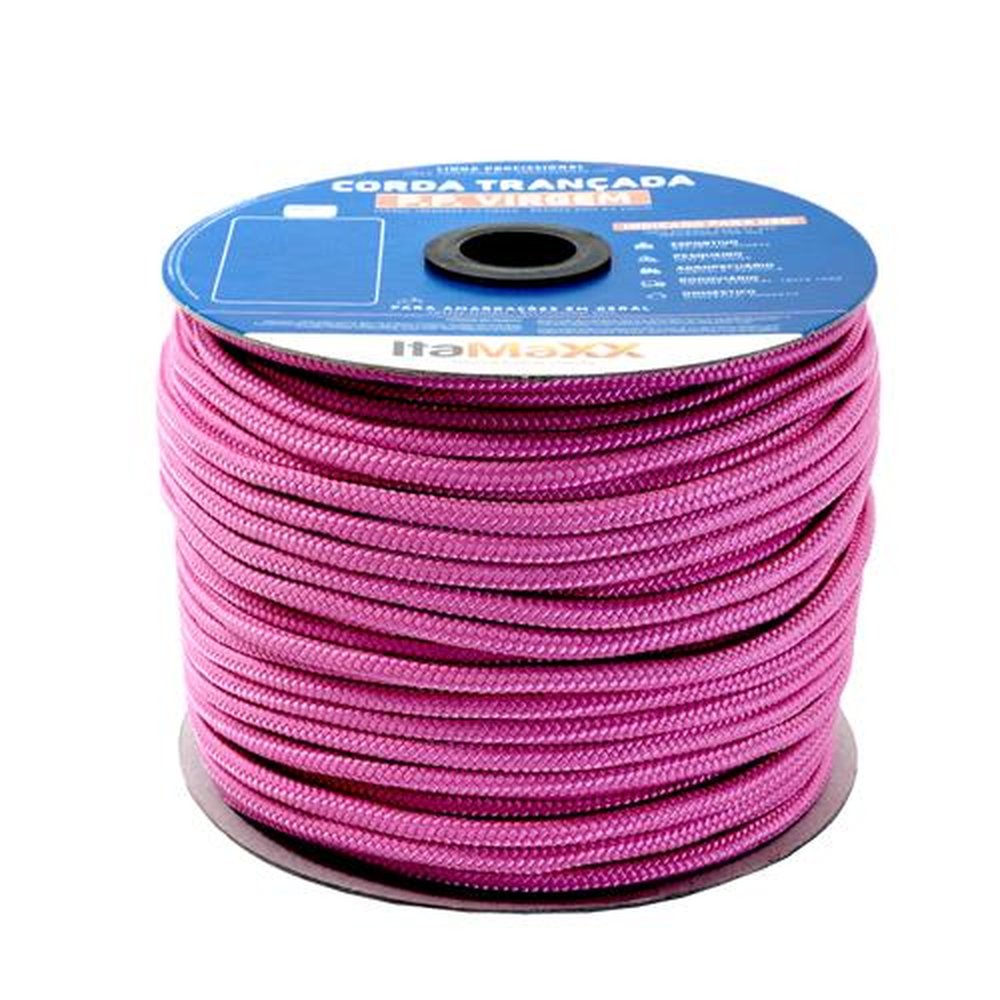 Corda Trancada Polipropileno Rosa 12mm x 80m