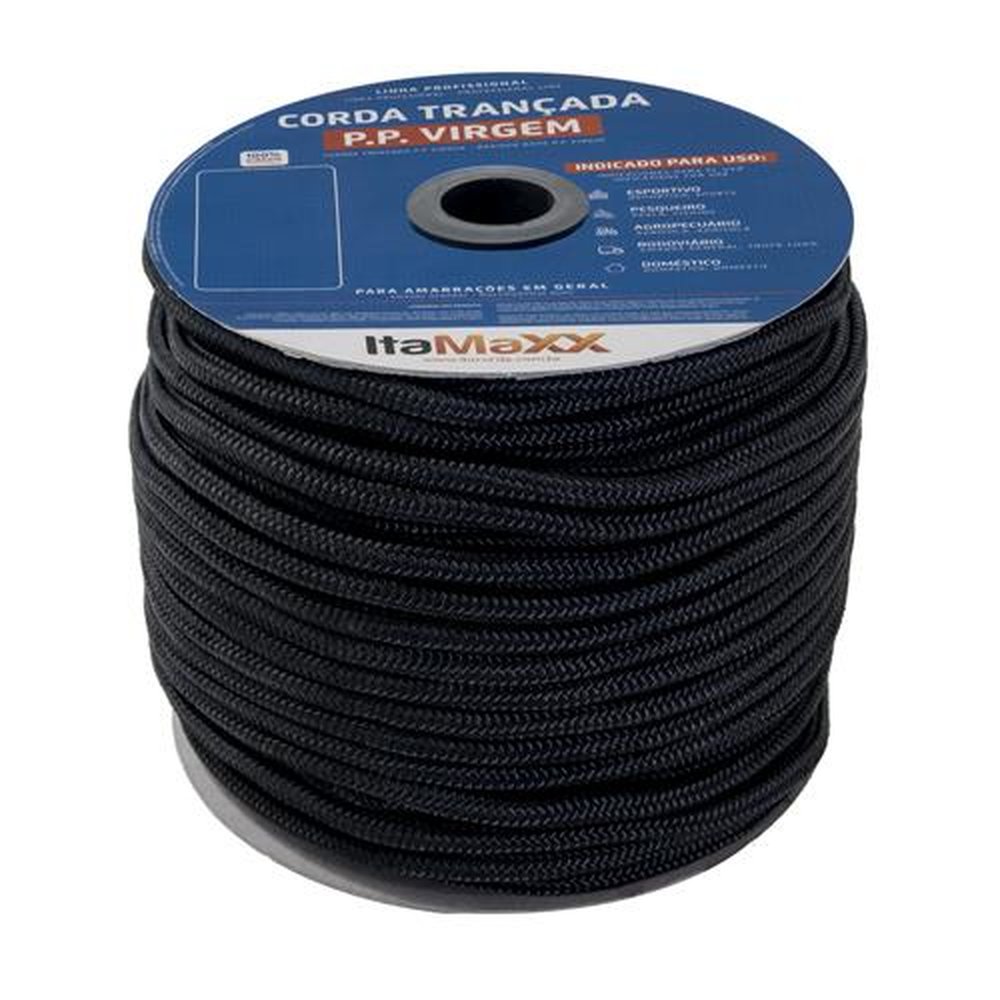 Corda Trancada Polipropileno Preta 8mm x 150m