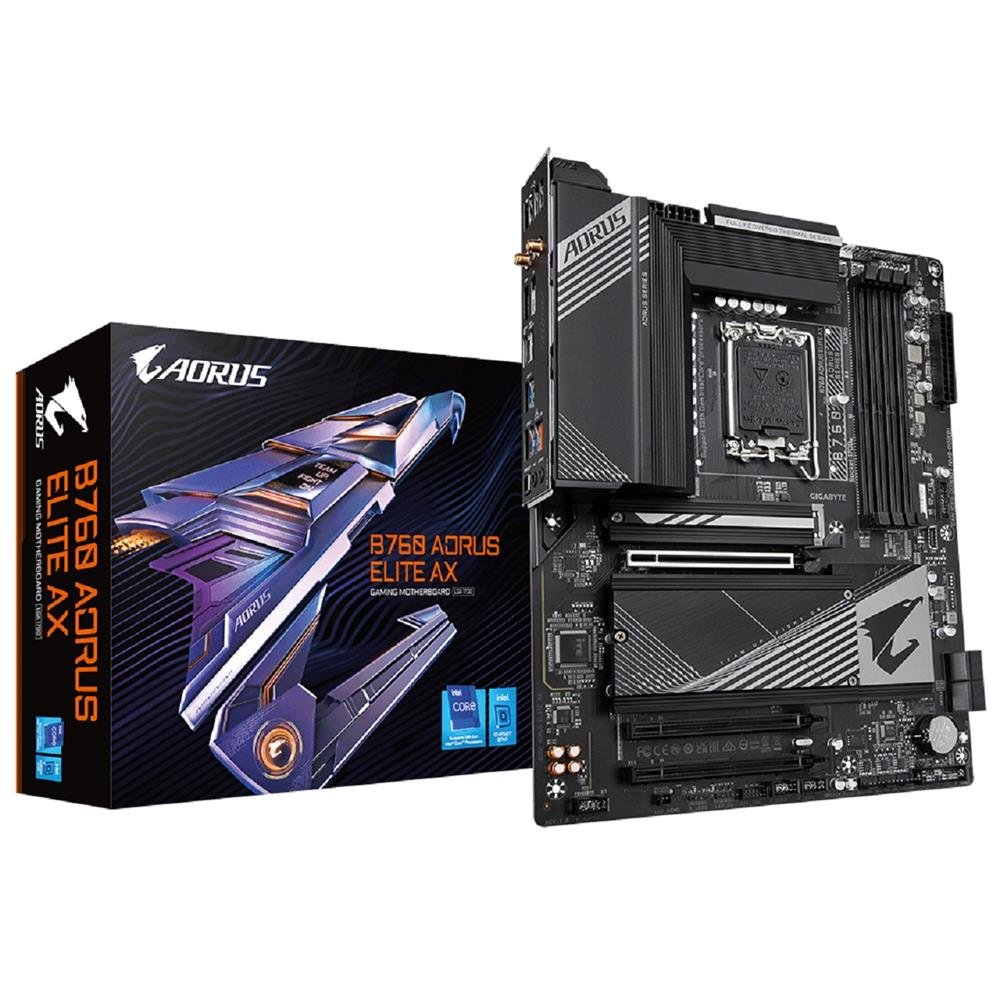Placa Mãe Gigabyte B760 Aorus Elite AX, Wi-Fi, Chipset B760, Intel LGA 1700, ATX, DDR5