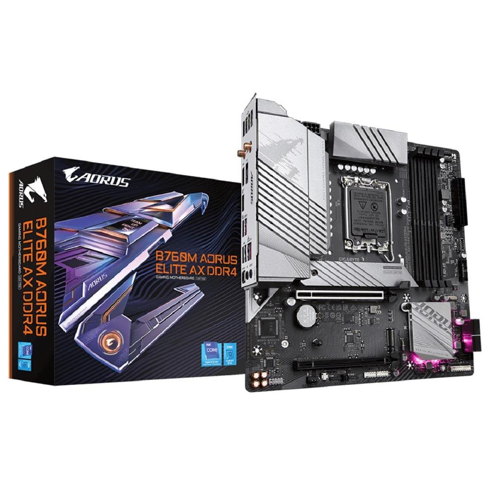 Placa Mãe Gigabyte B760M Aorus Elite DDR4, Chipset B760, Intel LGA 1700, mATX