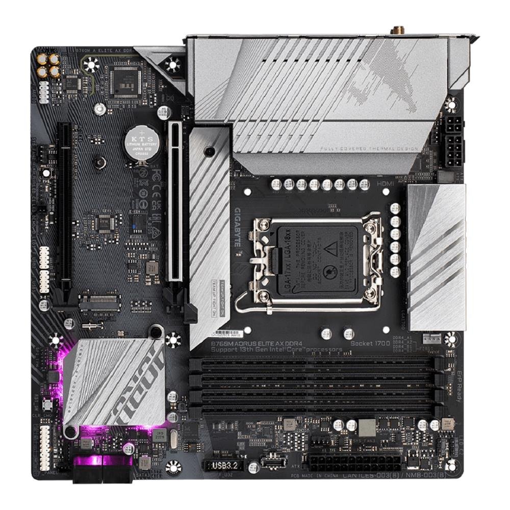 Placa Mãe Gigabyte B760M Aorus Elite DDR4, Chipset B760, Intel LGA 1700, mATX