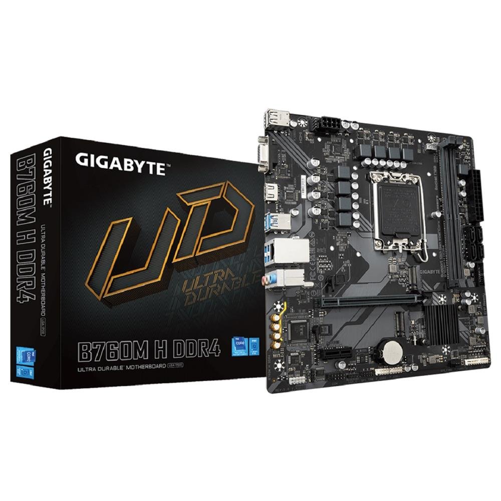 Placa Mãe Gigabyte B760M H DDR4, Chipset B760, Intel LGA 1700, mATX