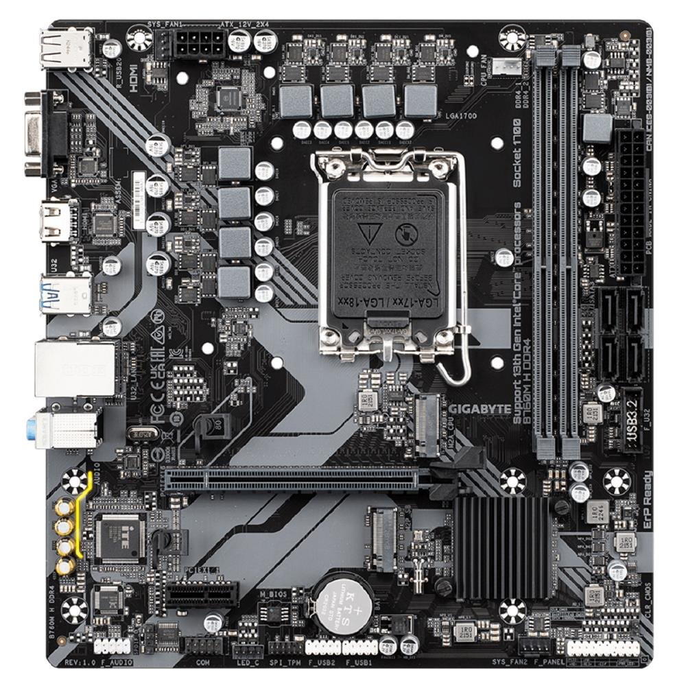 Placa Mãe Gigabyte B760M H DDR4, Chipset B760, Intel LGA 1700, mATX