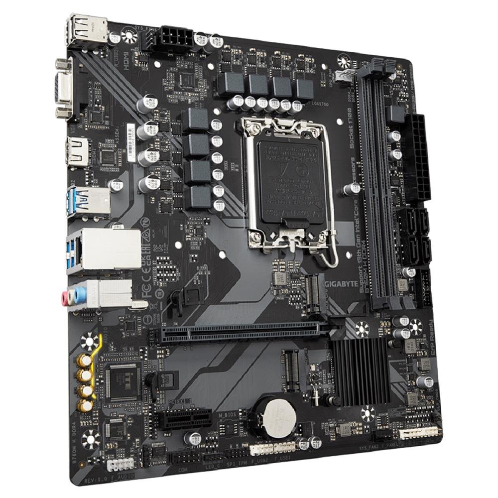 Placa Mãe Gigabyte B760M H DDR4, Chipset B760, Intel LGA 1700, mATX