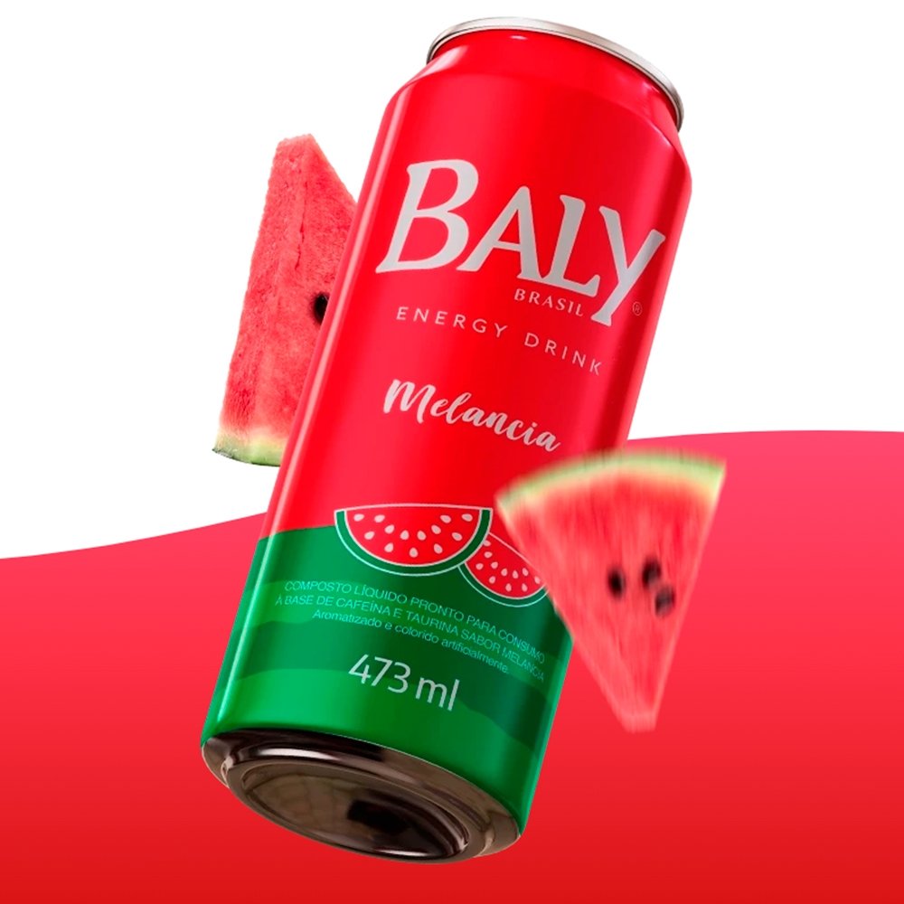 Energético Baly Melancia 473ml - Embalagem com 6 Unidades