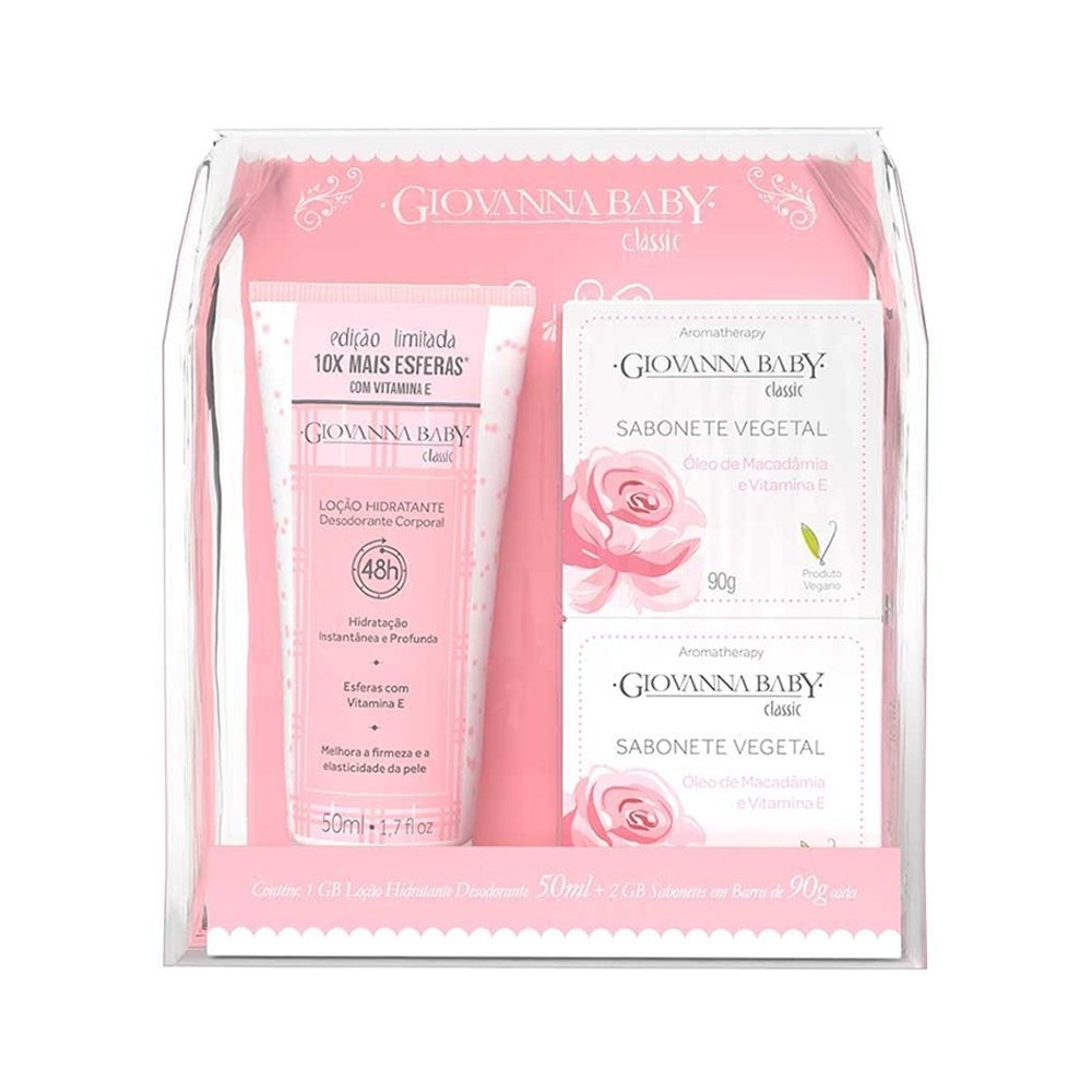 Loção Hidratante Giovanna Baby Classic 50g + 2 Sabonetes 90g