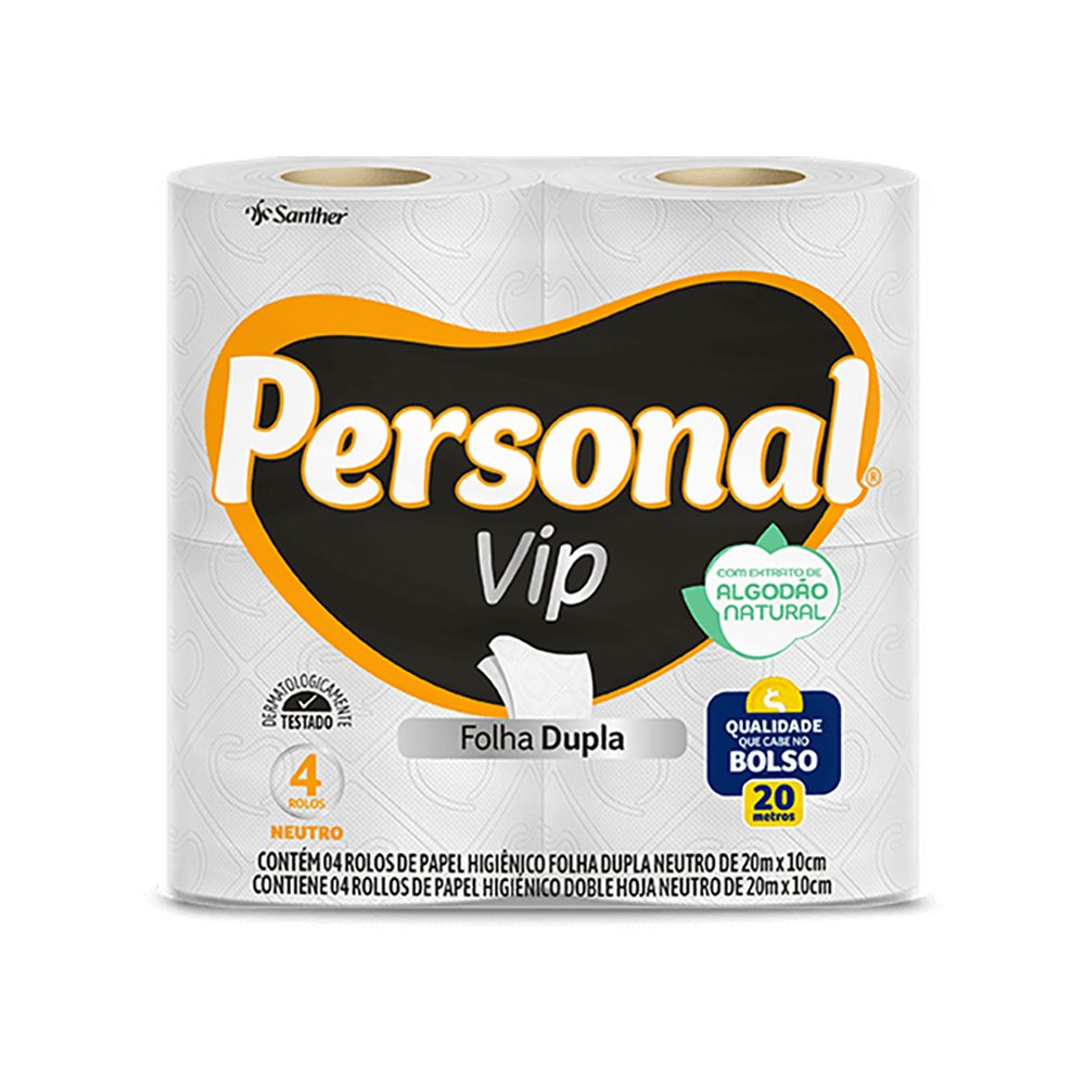Papel Higienico Personal Folha Dupla Vip 4X20m Neutro
