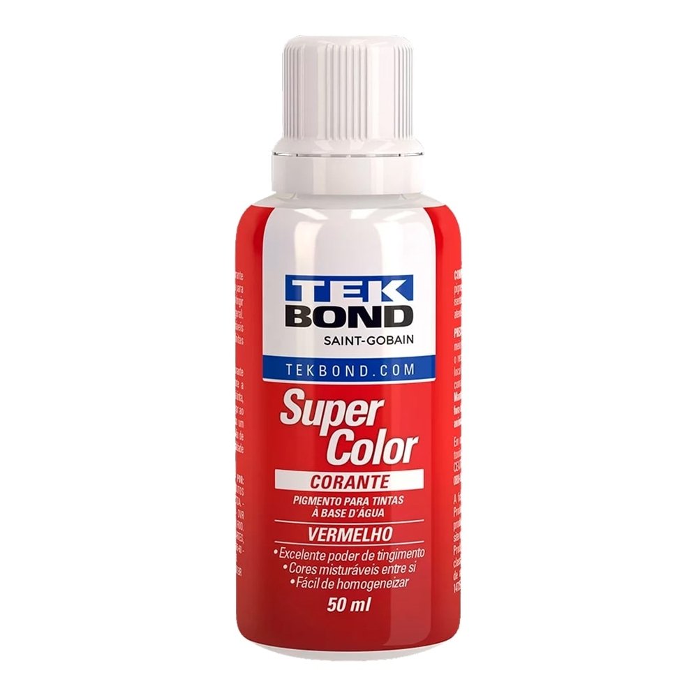 Corante Líquido Tekbond Vermelho 50ml - Embalagem com 12 Unidades