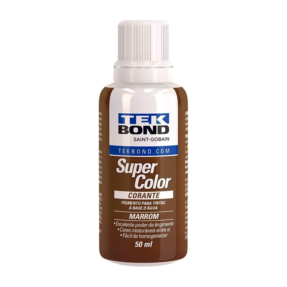 Corante Líquido Tekbond Marrom 50ml - Embalagem com 12 Unidades