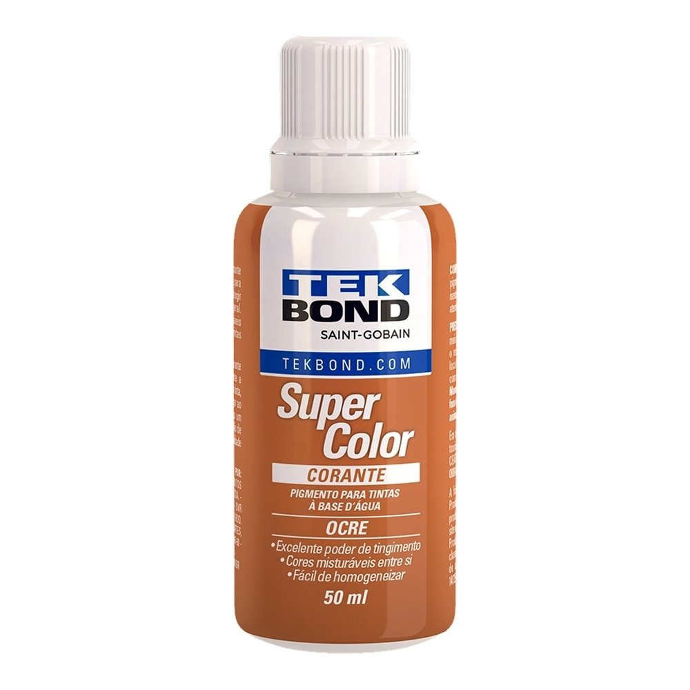 Corante Líquido Tekbond Ocre 50ml - Embalagem com 12 Unidades
